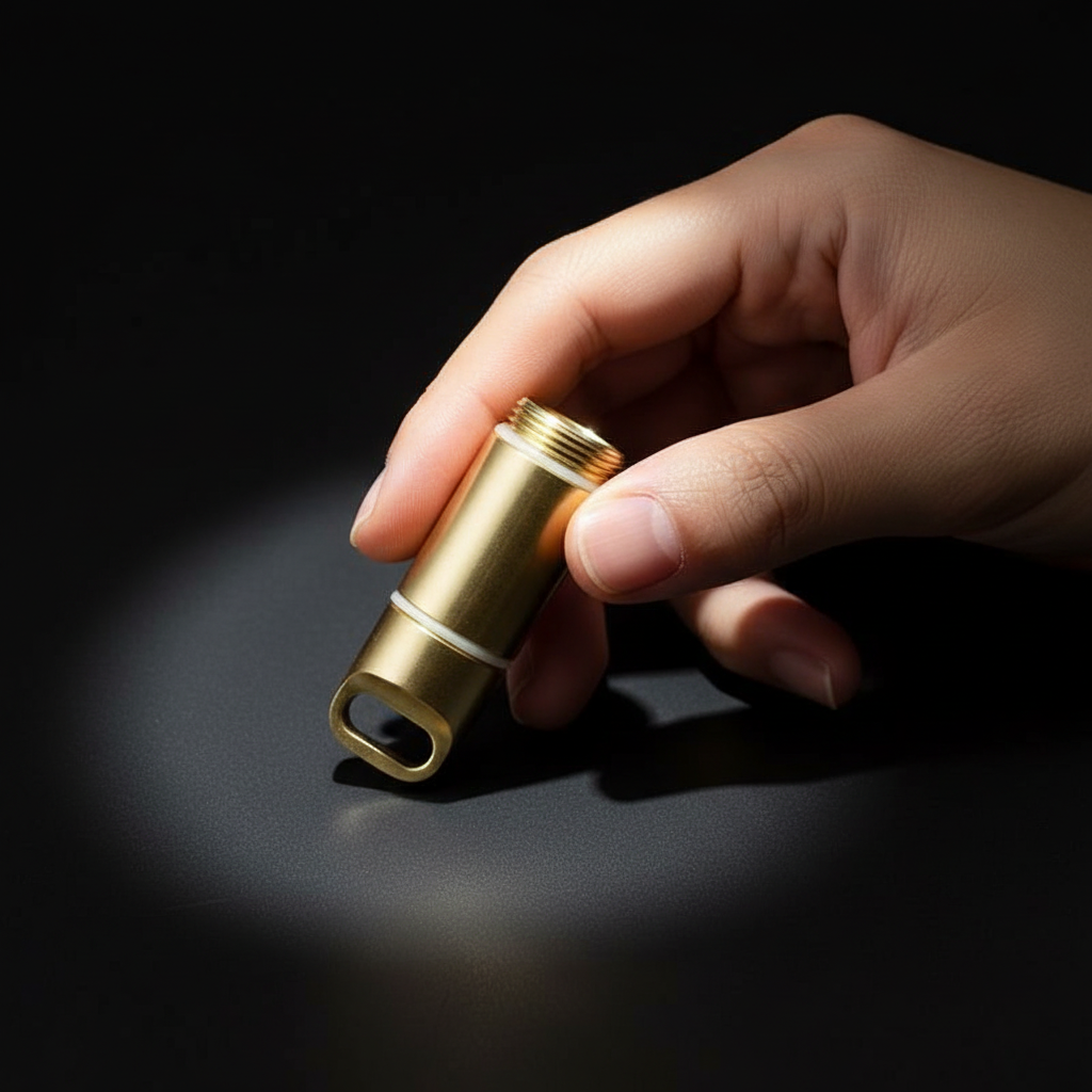Brass Keychain Canister · 59 mm