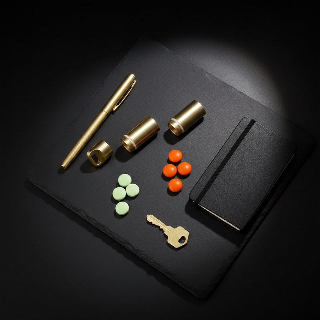 Brass Keychain Canister · 59 mm