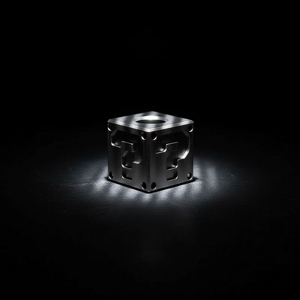 Question Mark Cube Bead · Titanium or Amber PEI — Titanium Alloy