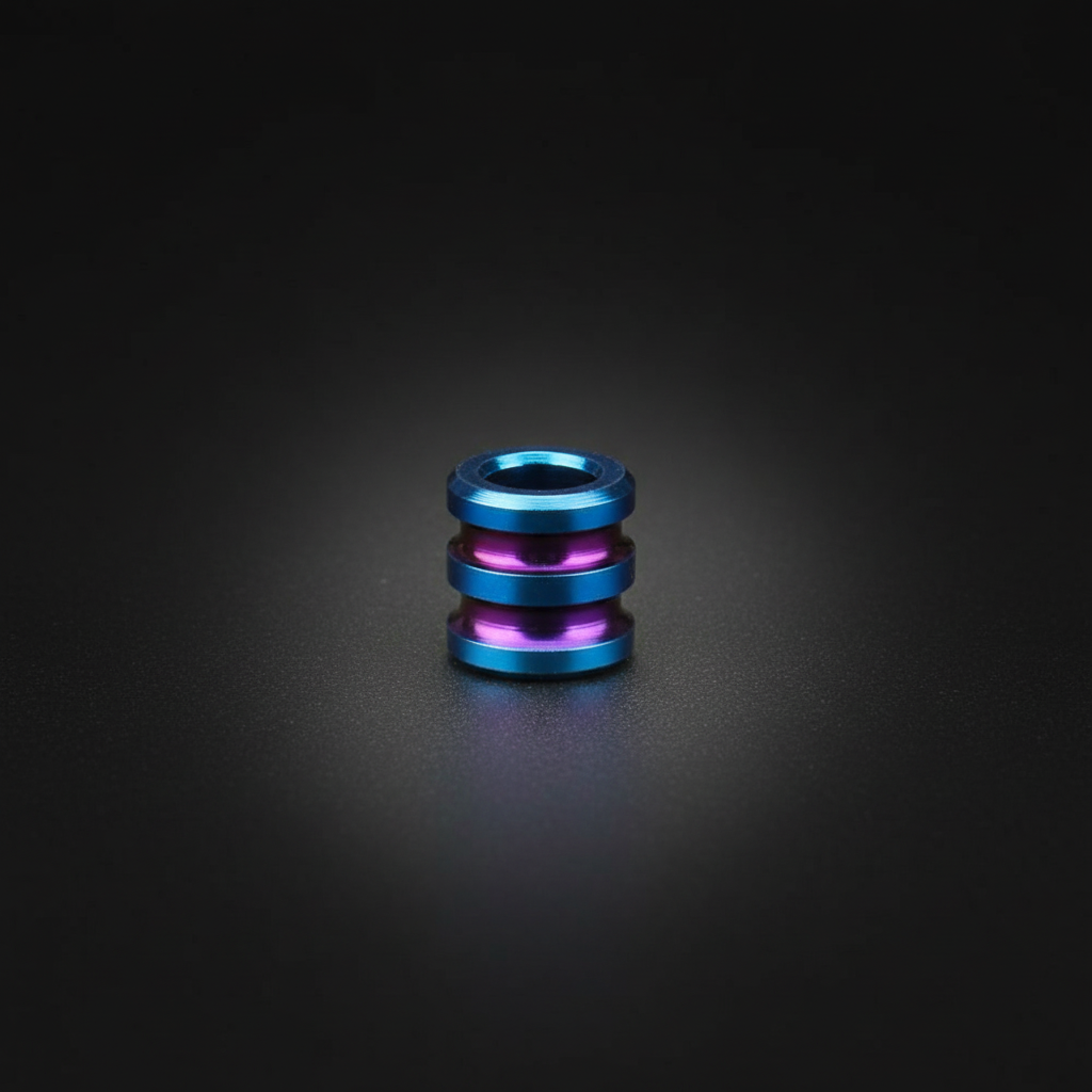 Grooved Titanium Barrel Bead · Small or Large — Blue S