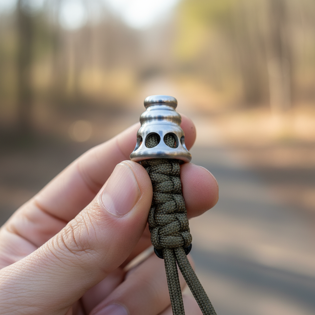 Tiered Cone Titanium Paracord Bead · Blue or Silver