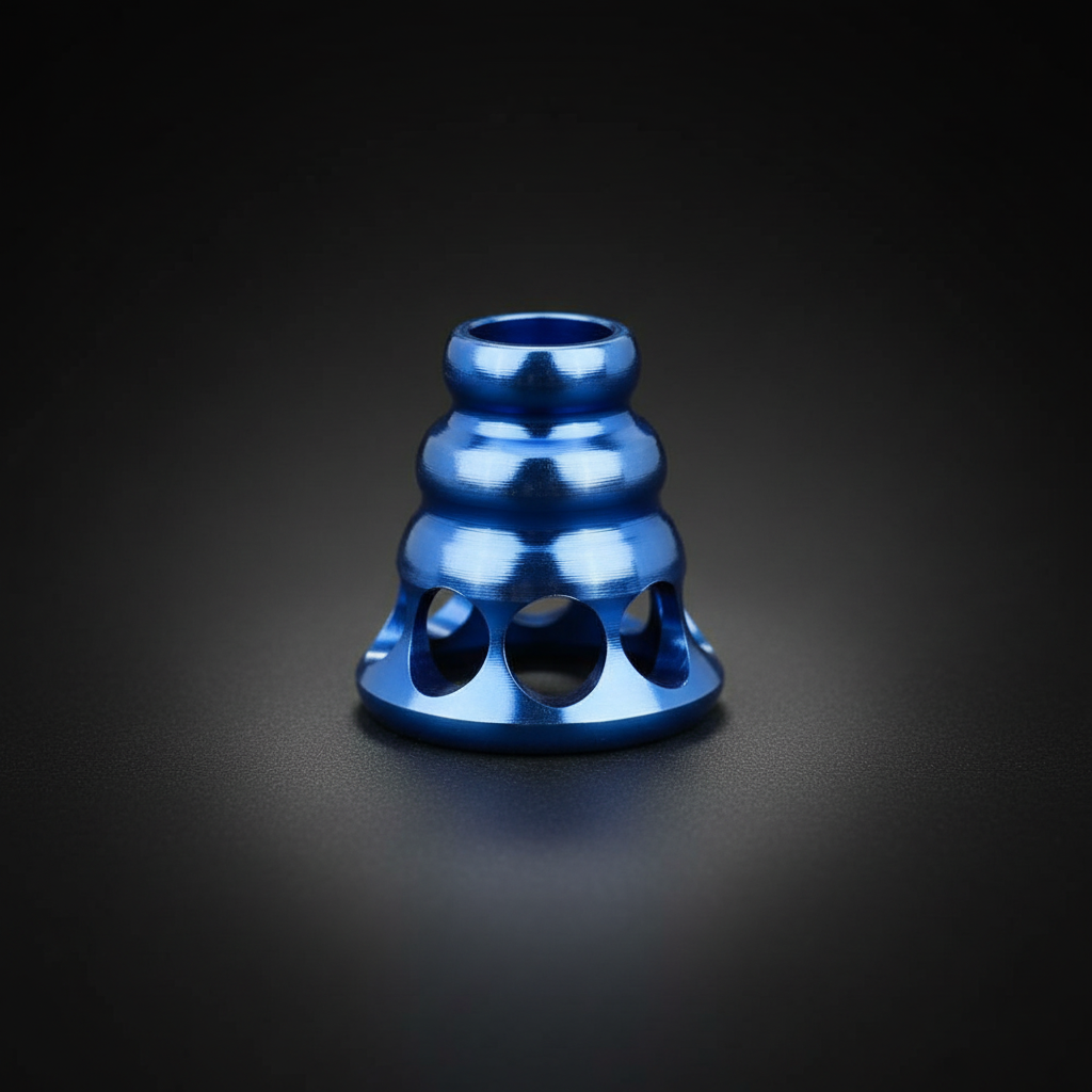 Tiered Cone Titanium Paracord Bead · Blue or Silver — Blue