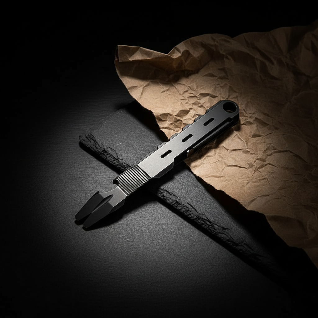 Titanium Pocket Pry Bar with Clip & Bottle Opener · 120 mm