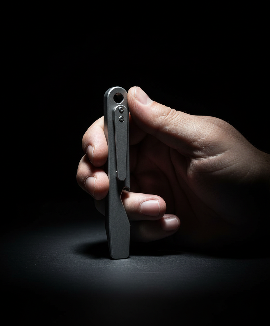 Slim Titanium Pry Bar with Pocket Clip, Wrench & Bottle Opener
