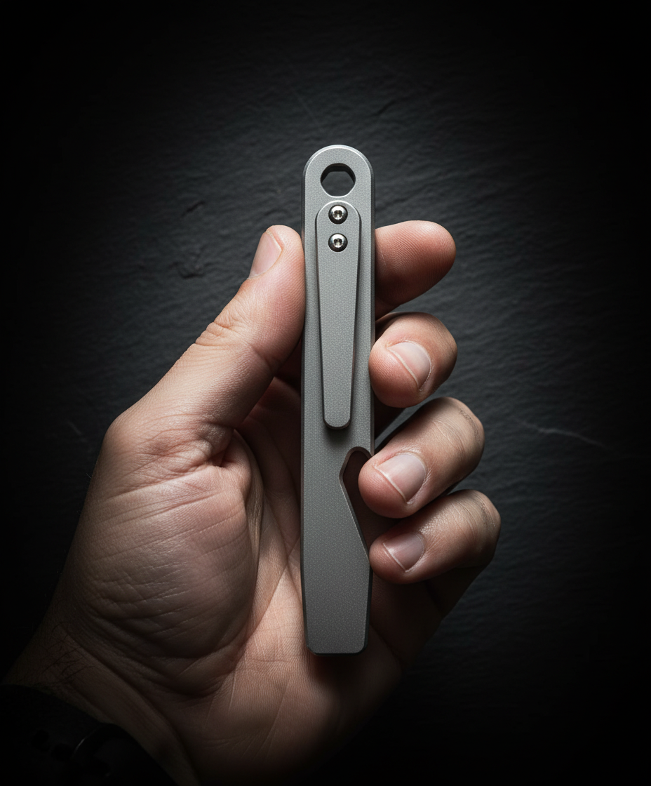 Slim Titanium Pry Bar with Pocket Clip, Wrench & Bottle Opener