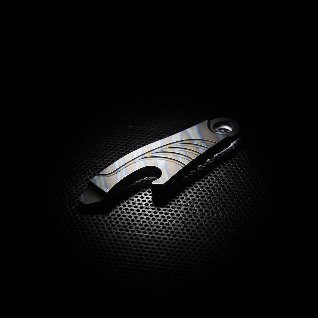 Curved Titanium Keychain Pry Bar · 51 mm · 3 Finishes