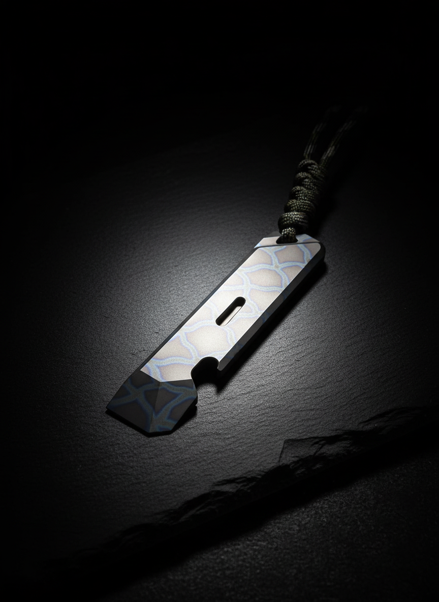 Titanium Pry Bar with Bottle Opener & Glow Slot · 92 mm