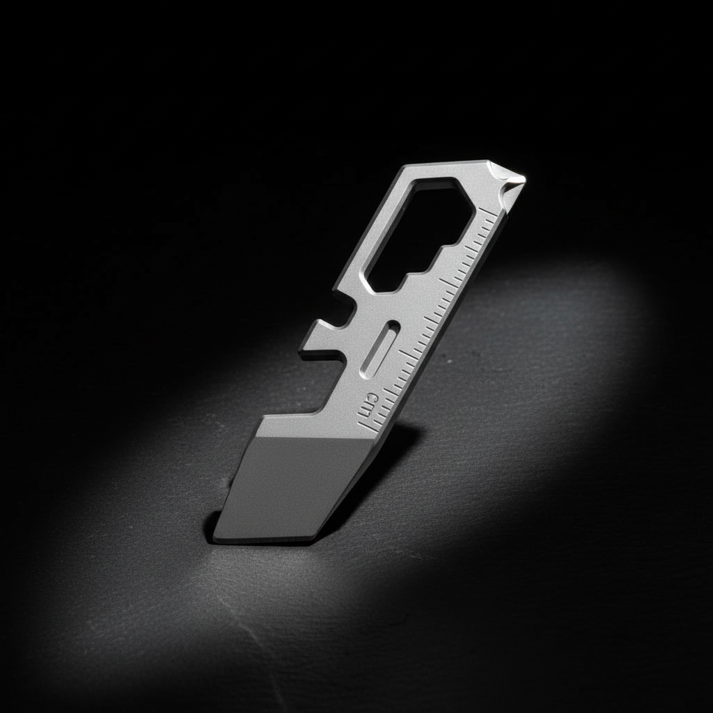 Titanium Keychain Multitool with Hex Wrenches & Ruler · 56 mm
