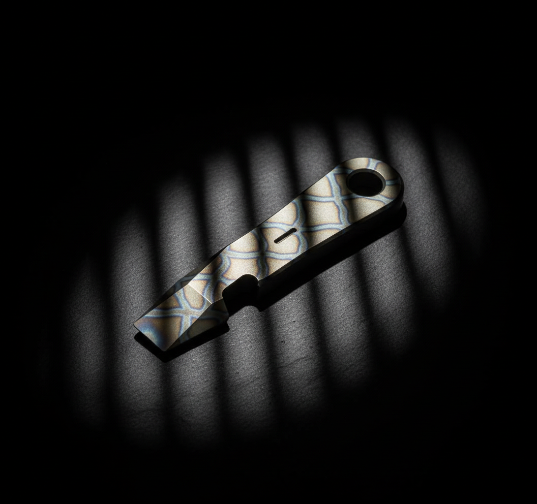 Patterned Titanium Pry Bar with Large Key Hole