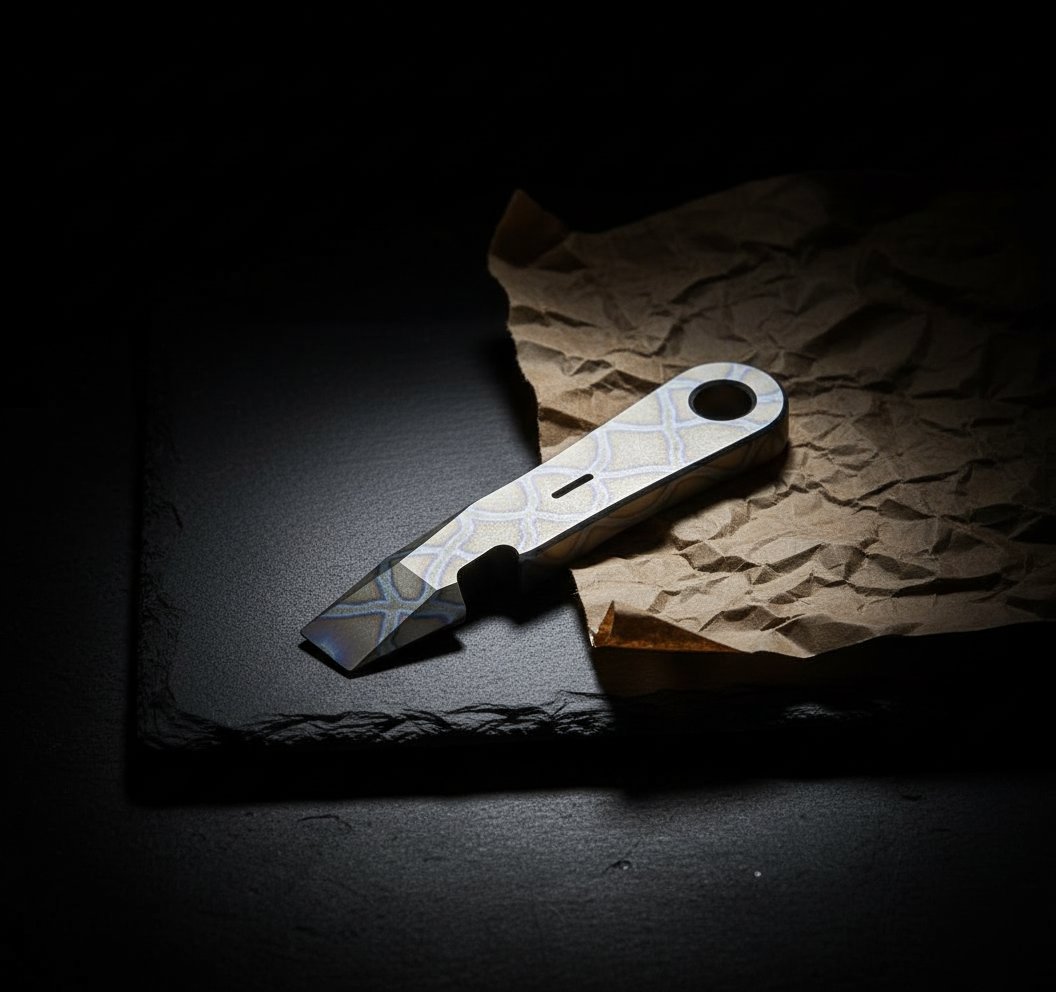 Engraved Burnt Titanium Tanto Pry Bar