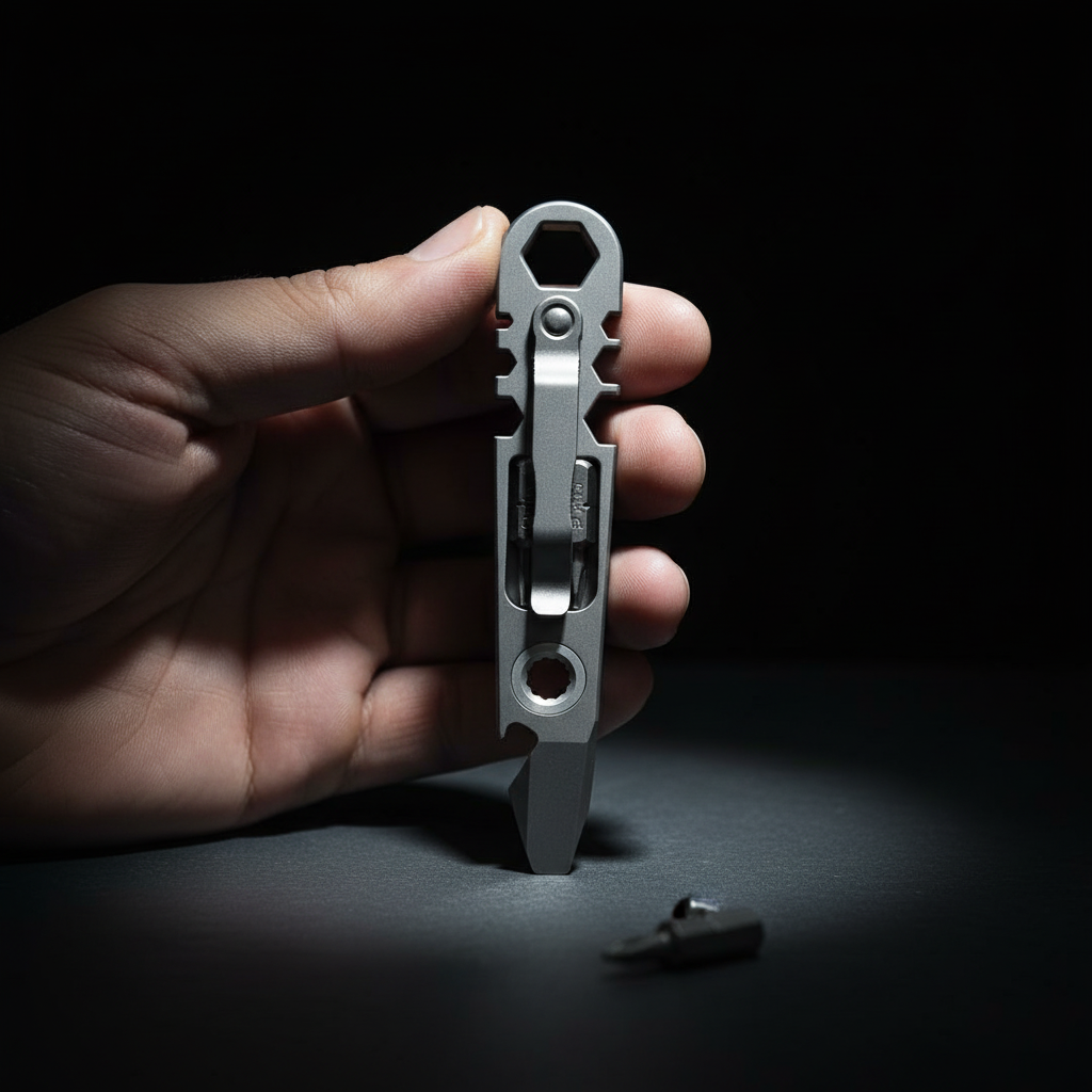 Titanium Pry Bar with Bit Storage & Wrench Head · 112 mm