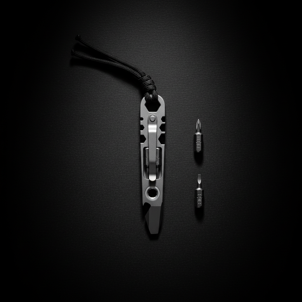 Titanium Pry Bar with Bit Storage & Wrench Head · 112 mm