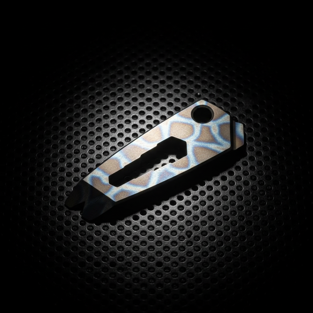 Titanium Mini Pry Bar with Nail Puller · Stonewash or Burnt · 42 mm