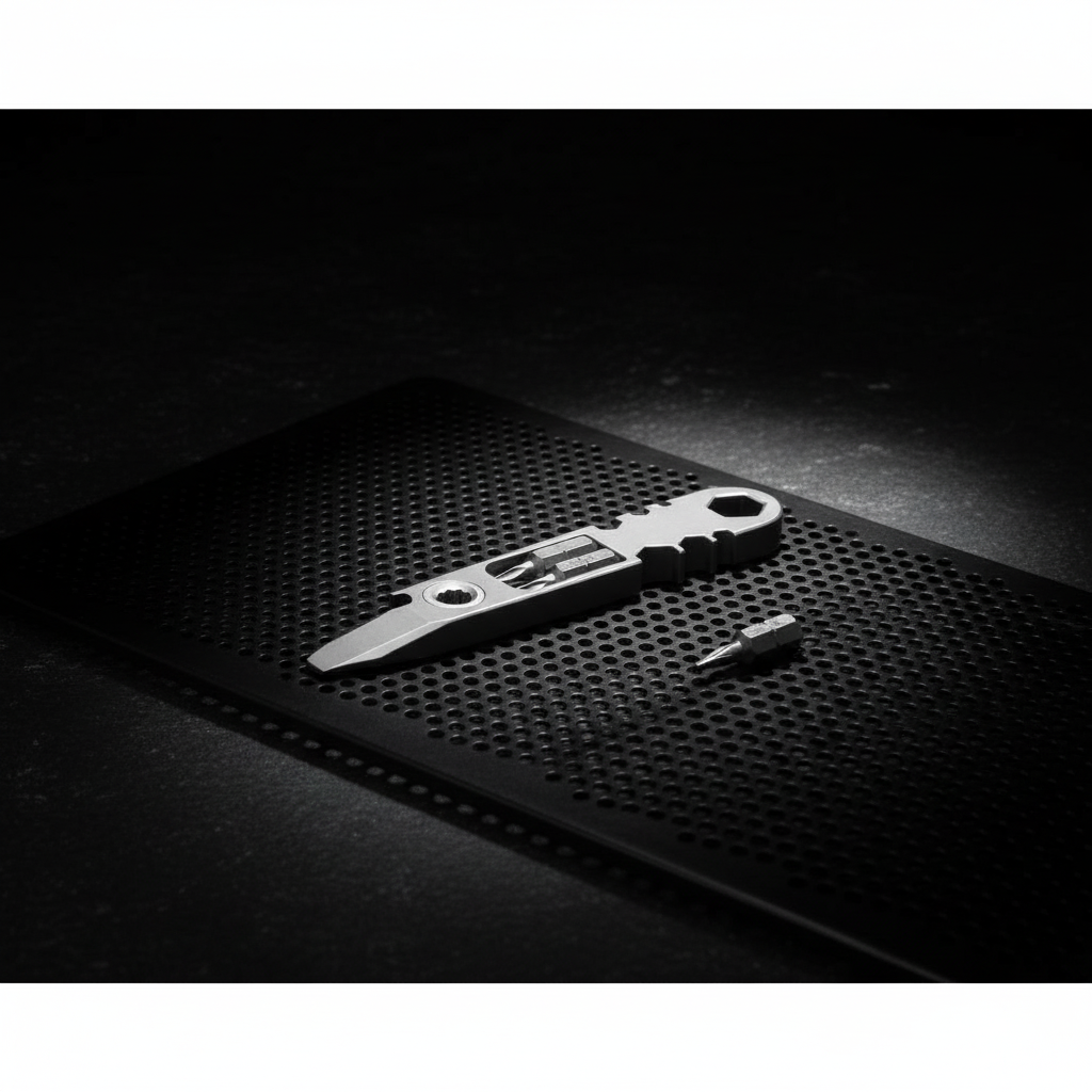 Titanium Pry Bar with Bit Storage & Wrench Head · 112 mm