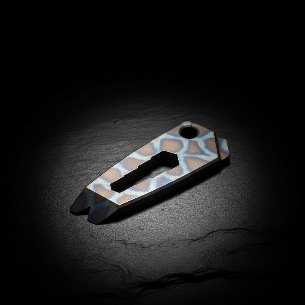 Titanium Mini Pry Bar with Nail Puller · Stonewash or Burnt · 42 mm