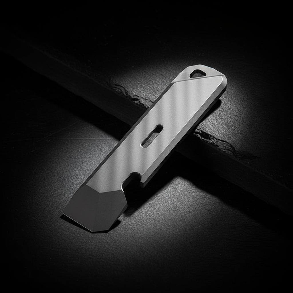 Titanium Pry Bar with Bottle Opener & Glow Slot · 92 mm — Smooth
