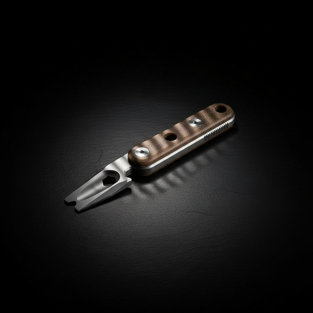 Titanium Pry Bar with Textured Grip, Wrench & Bottle Opener · 115 mm — Sandblasted