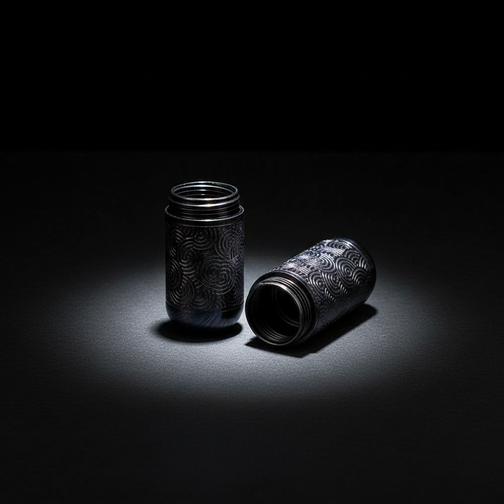 Wave-Engraved Titanium Bit Holder Canister · 53 mm