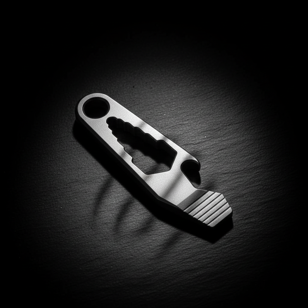 Titanium Keychain Pry Bar with Serrated Opener · 45 mm