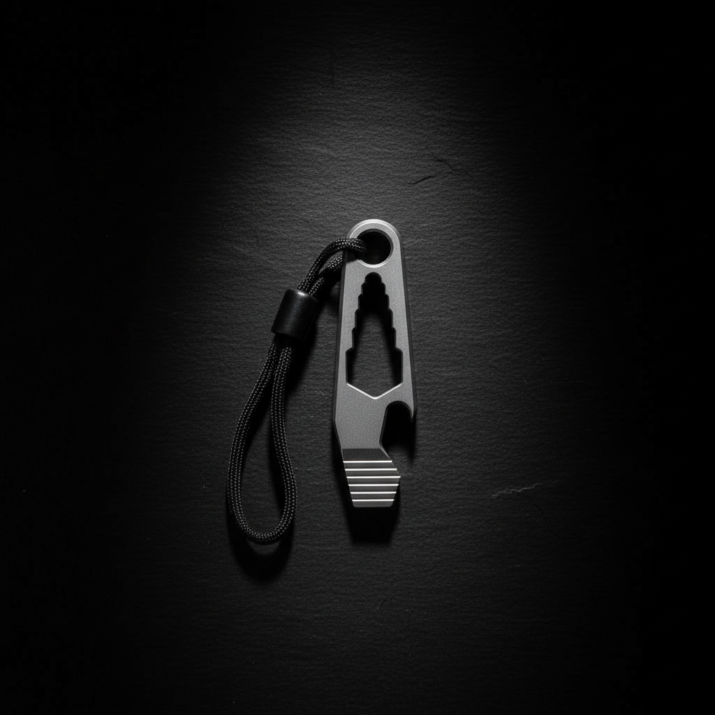 Titanium Keychain Pry Bar with Serrated Opener · 45 mm