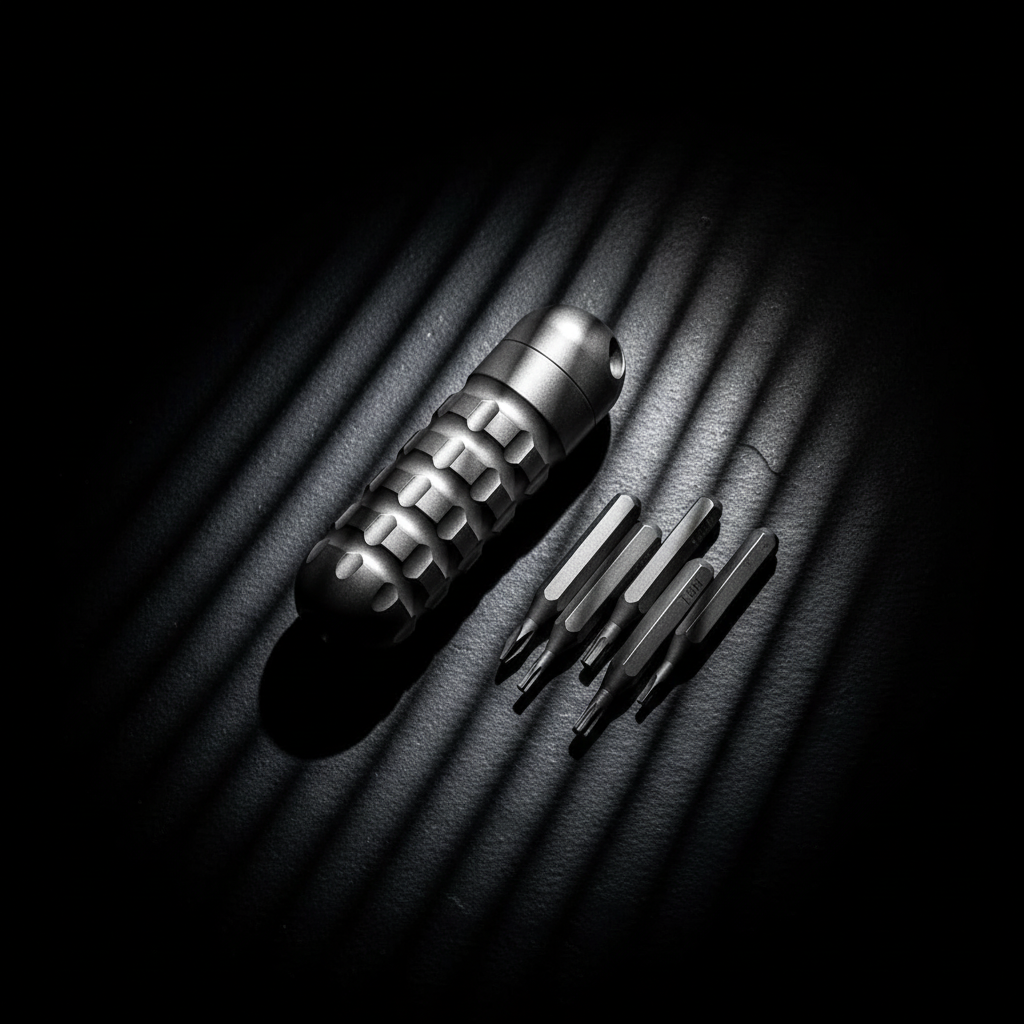 Wave-Engraved Titanium Bit Holder Canister · 53 mm — B / Gray