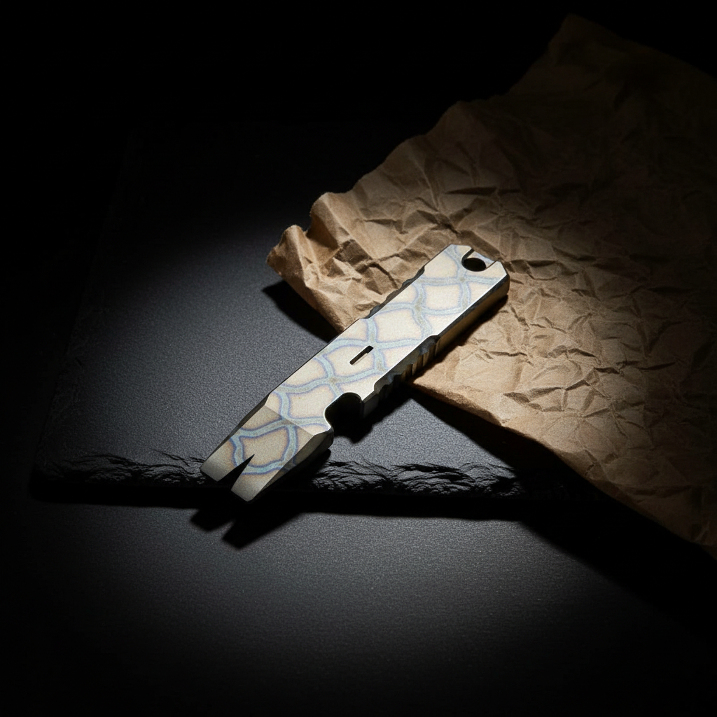 Titanium Nail-Puller Pry Bar · 96 mm · Gray or Burnt Web