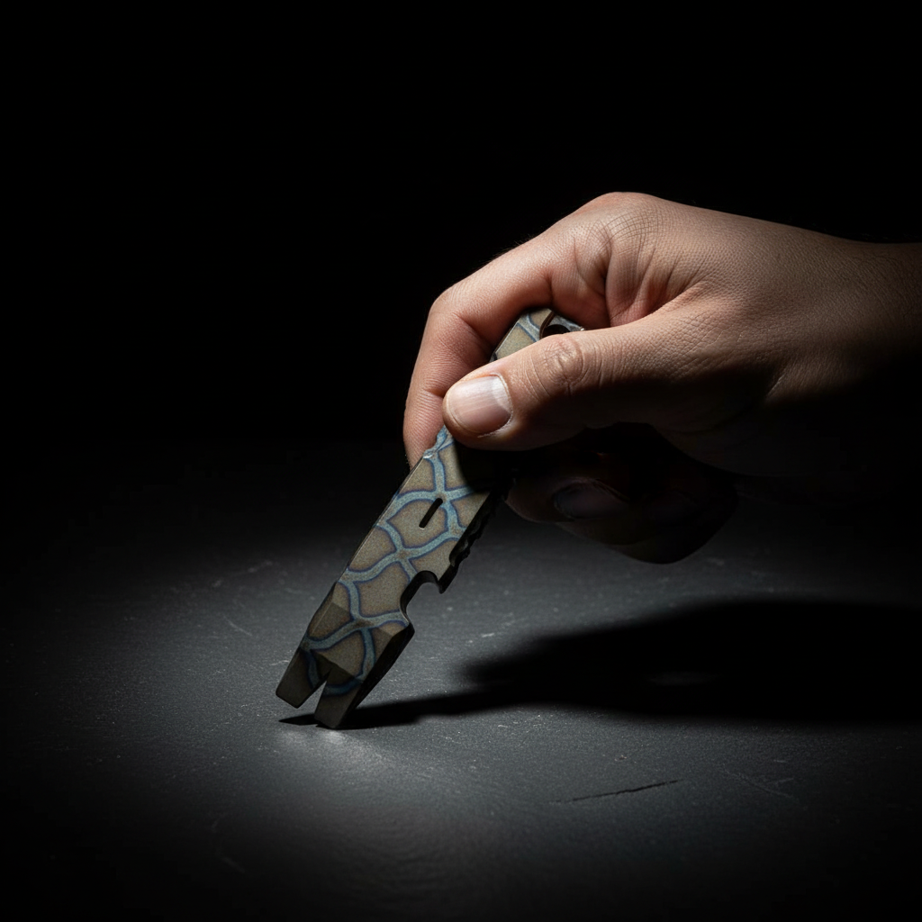 Titanium Nail-Puller Pry Bar · 96 mm · Gray or Burnt Web