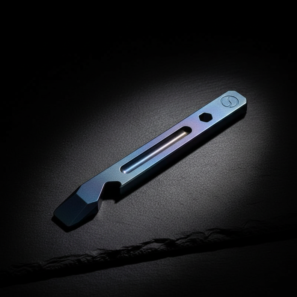 Titanium Clip Pry Bar with Bottle Opener · 124.5 mm · Gray or Blue