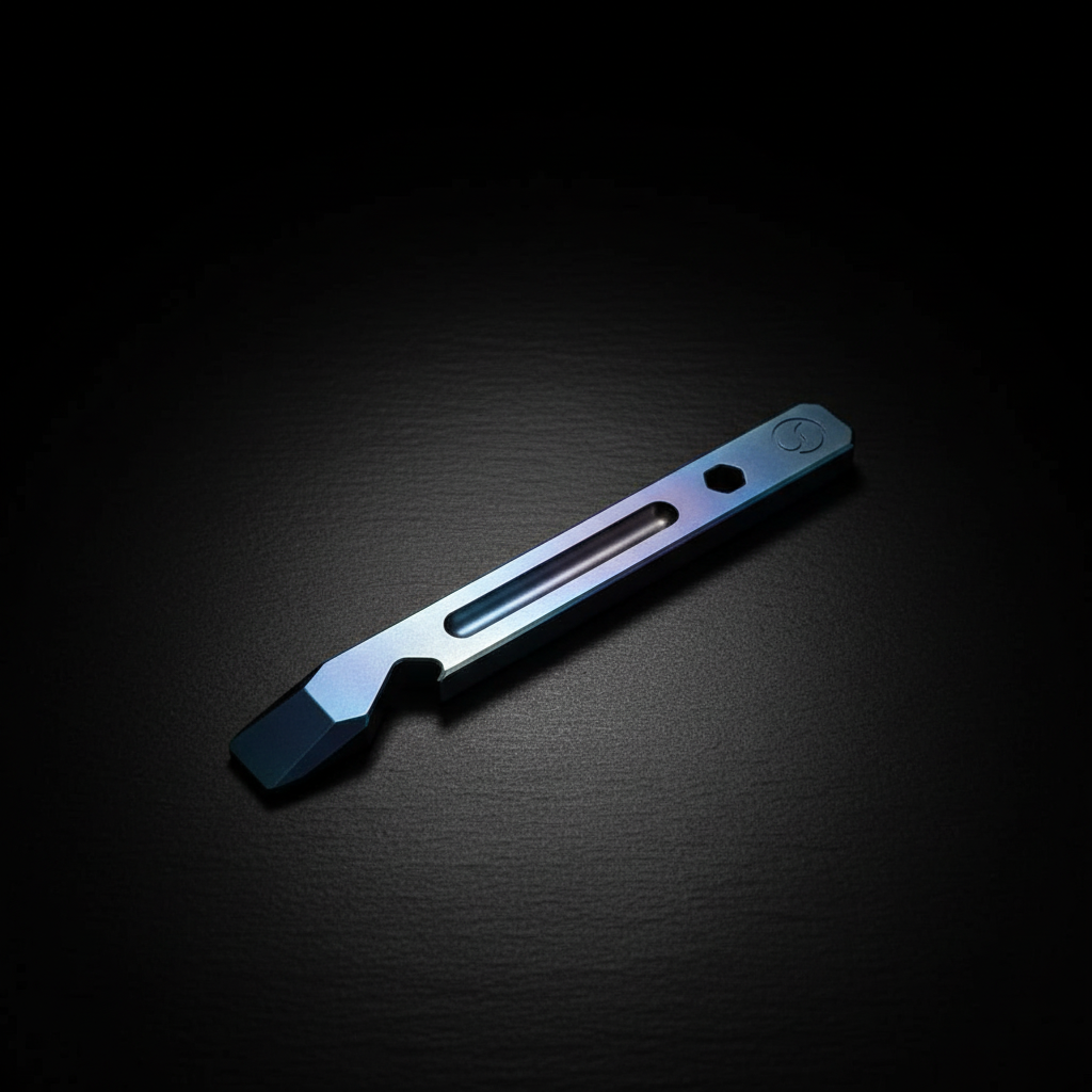 Titanium Clip Pry Bar with Bottle Opener · 124.5 mm · Gray or Blue
