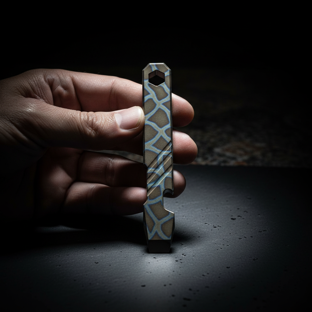 Titanium Pry Bar with Bottle Opener & Hex Wrench · 100 mm