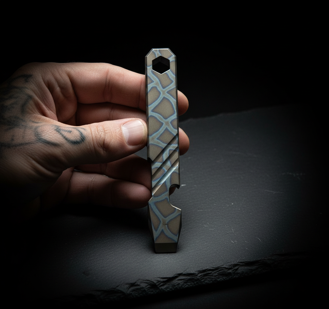 Burnt Titanium Pry Bar with Glow Slot & Hex Hole