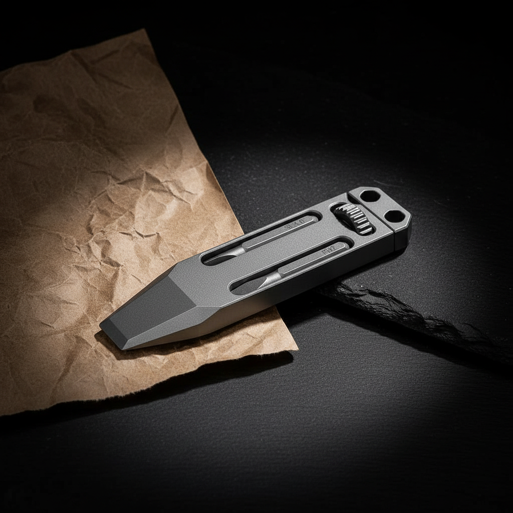 Titanium Pry Bar with Sliding Screwdriver & Bottle Opener · 71 mm