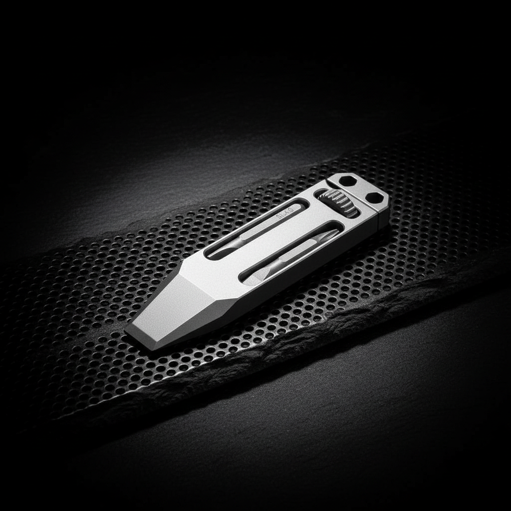 Titanium Pry Bar with Sliding Screwdriver & Bottle Opener · 71 mm
