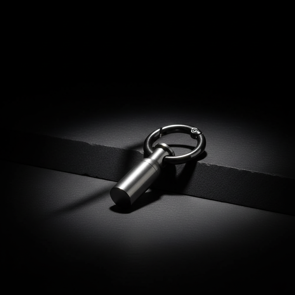 Mini Stainless Steel Keychain Canister · 34 mm