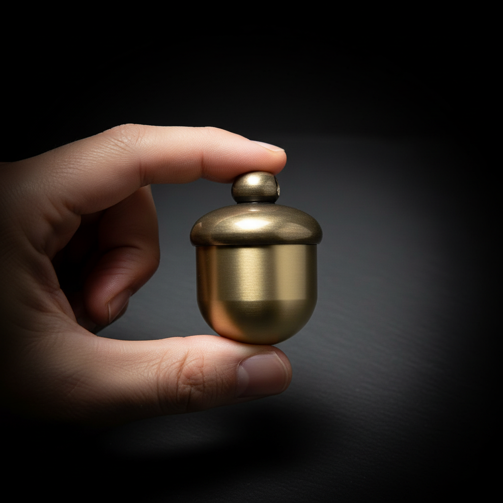 Solid Brass Acorn Keychain Container