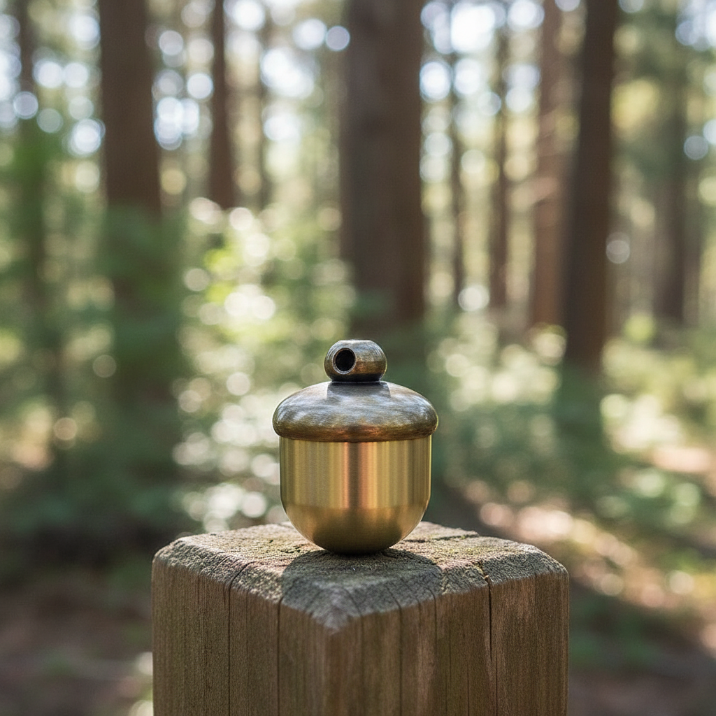 Solid Brass Acorn Keychain Container