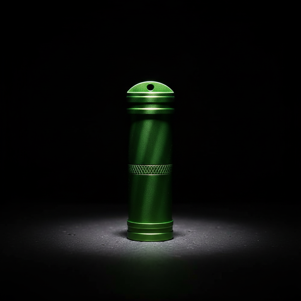 Waterproof Aluminum Keychain Container · 76 mm — Green