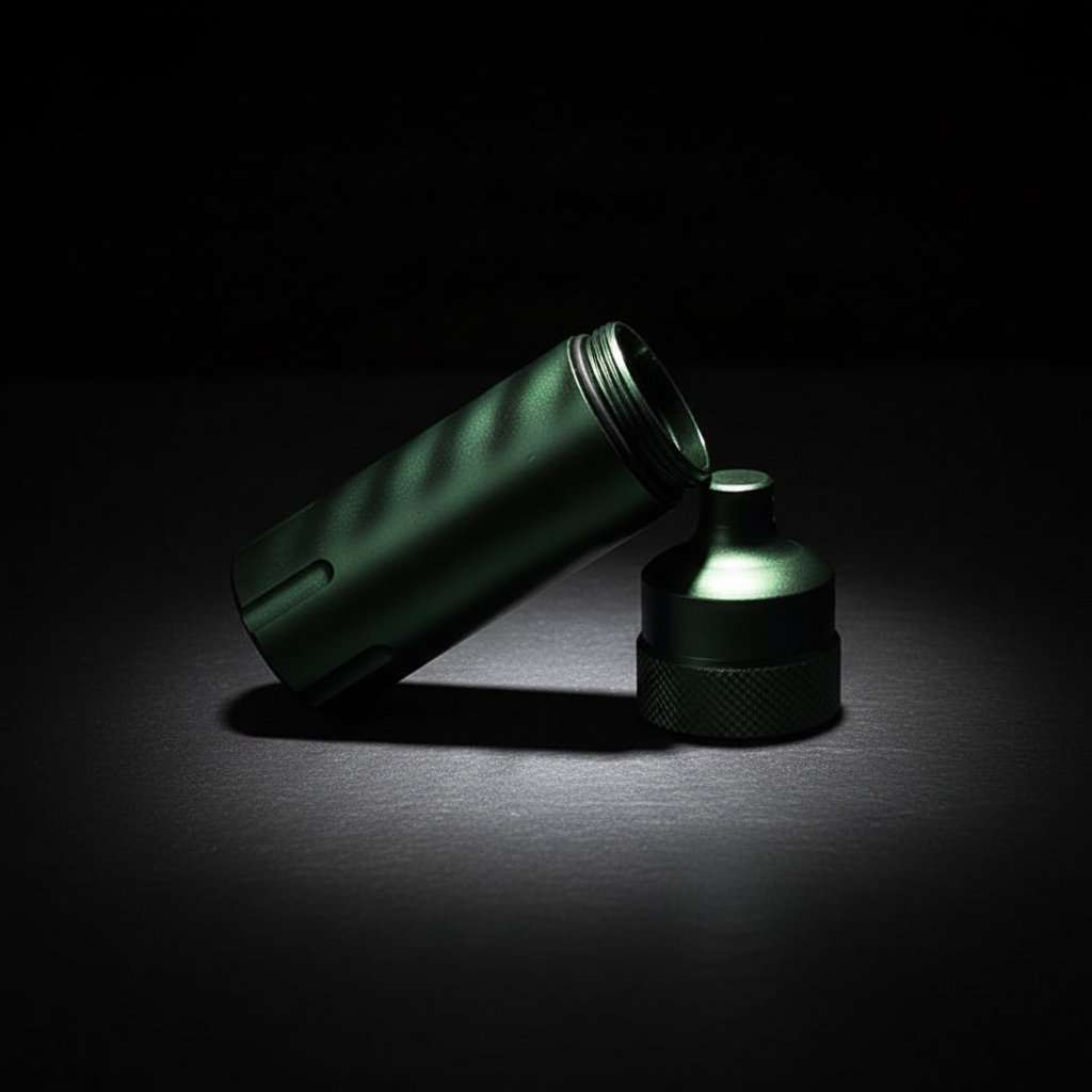 Small Waterproof Aluminum Keychain Capsule — Green
