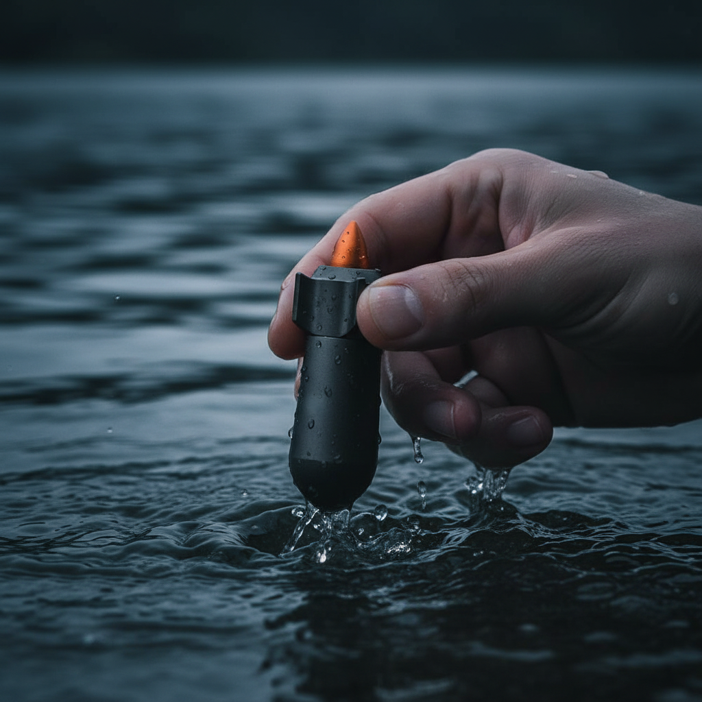 Rocket-Shaped Waterproof Aluminum Keychain Capsule · 45 mm