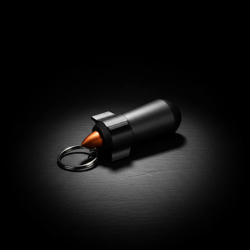 Rocket-Shaped Waterproof Aluminum Keychain Capsule · 45 mm