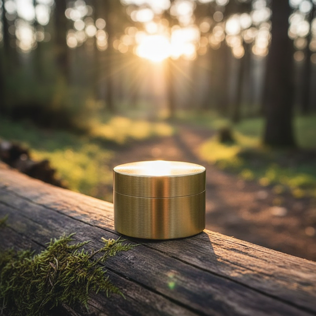 Solid Brass Screw-Top Container · S, M, L