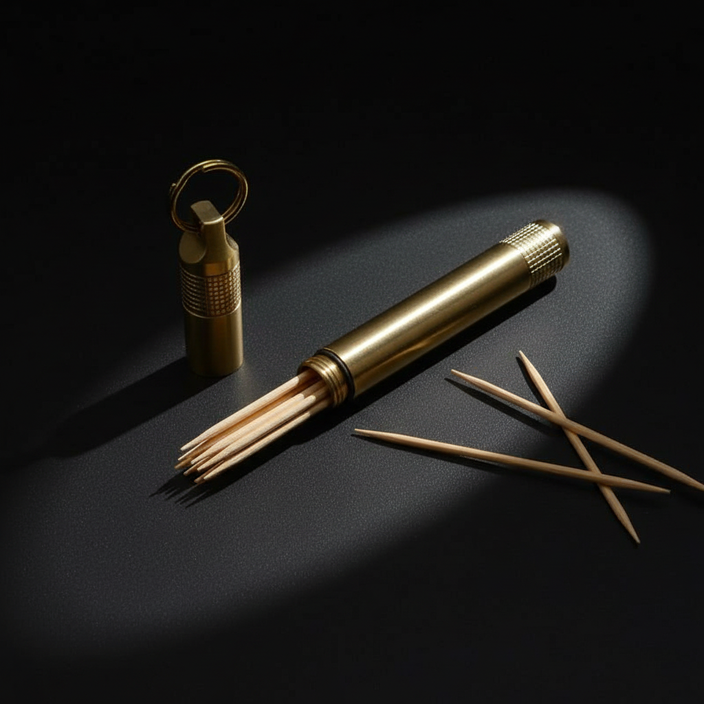 Slim Brass Waterproof Keychain Tube · 95 mm