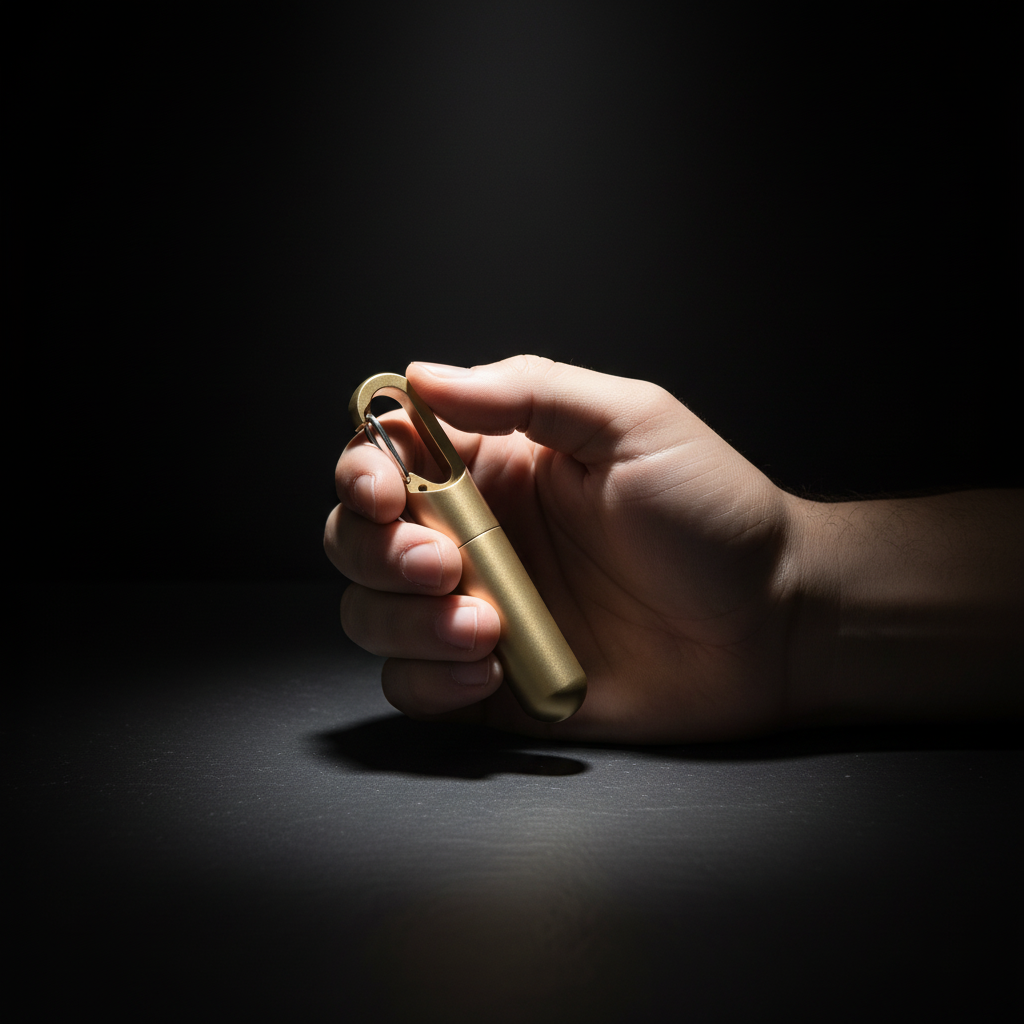 Solid Brass Keychain Container · 67.6 mm