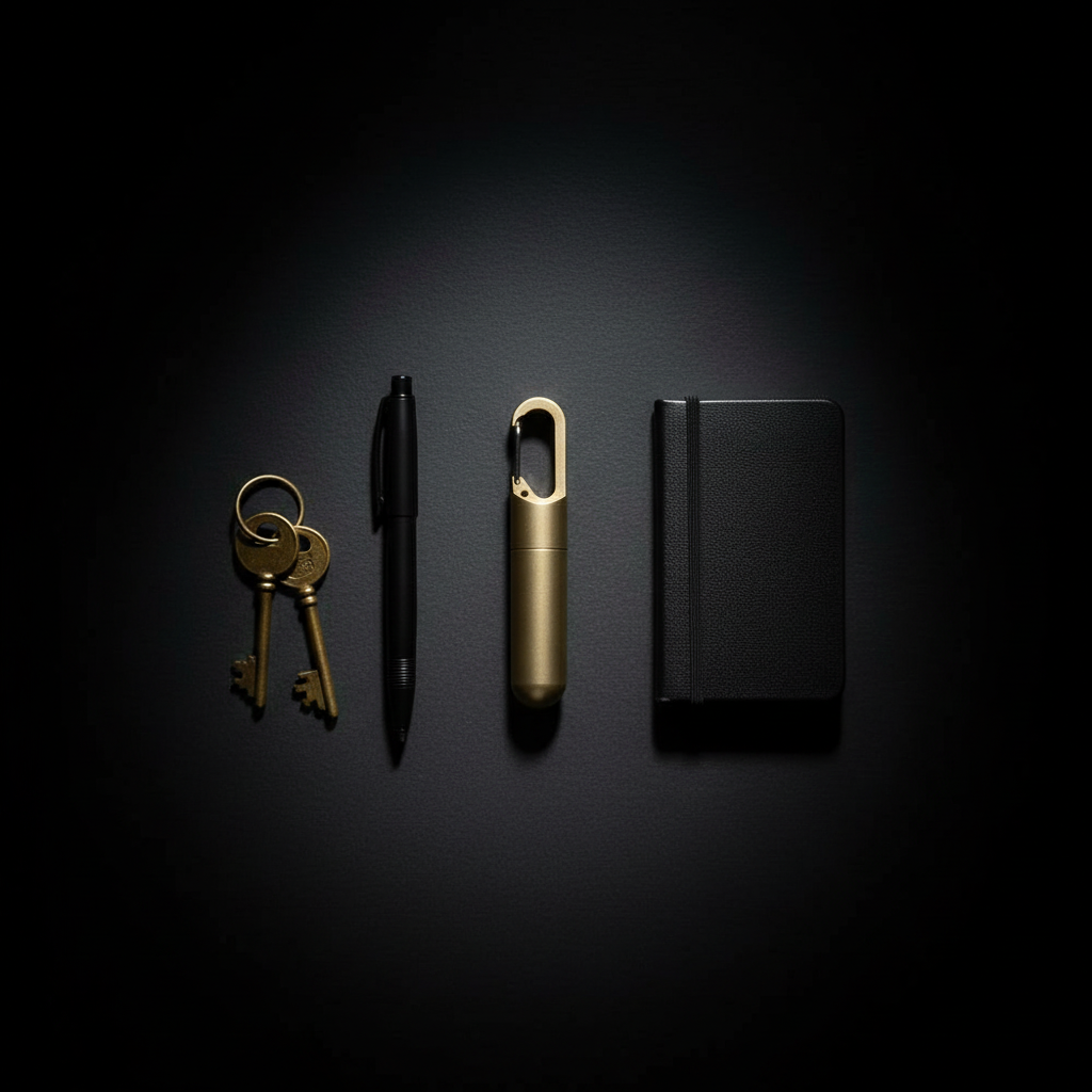 Solid Brass Keychain Container · 67.6 mm