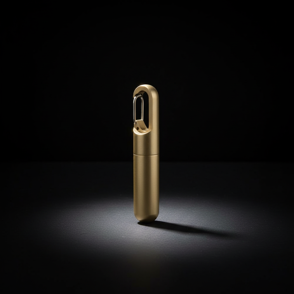 Solid Brass Keychain Container · 67.6 mm