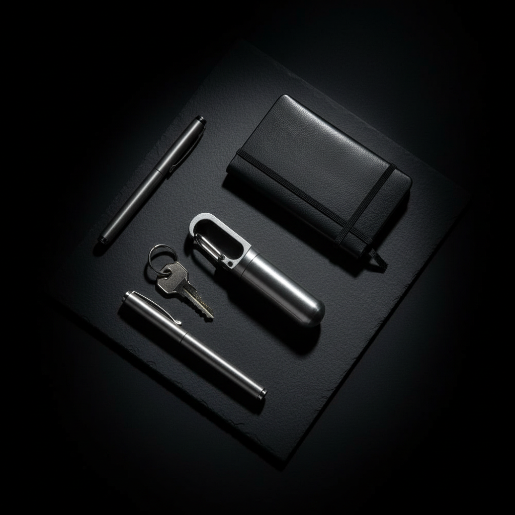Slim Stainless Steel Keychain Canister · 53 mm