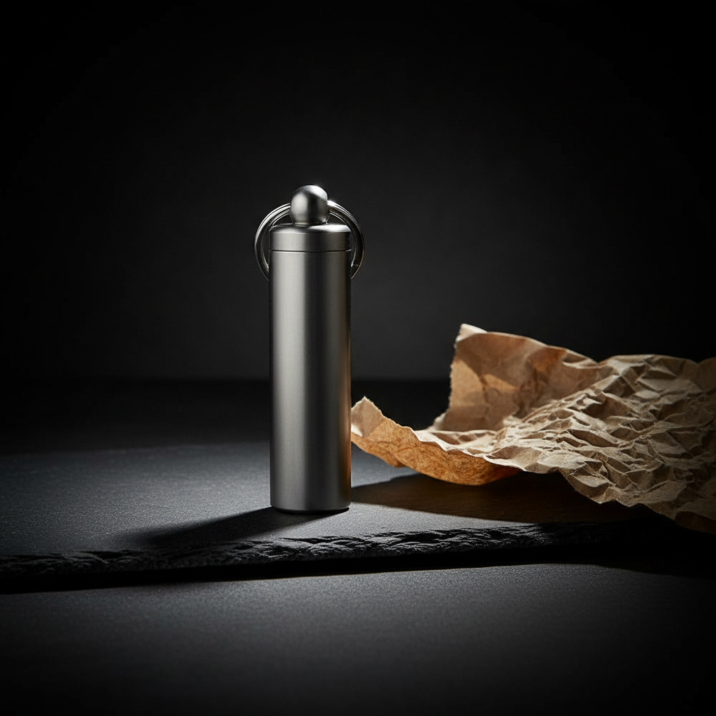 Stainless Steel Mini Keychain Canister · 56.5 mm