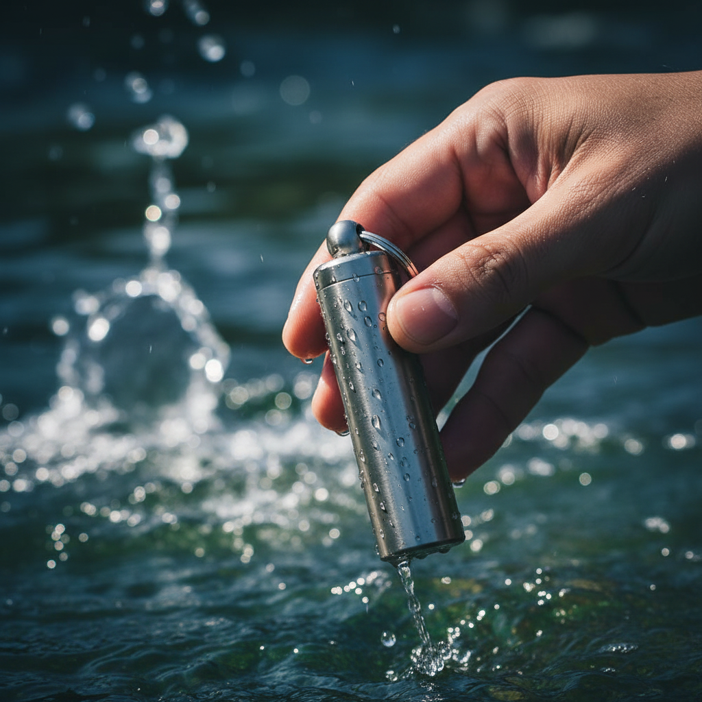Stainless Steel Mini Keychain Canister · 56.5 mm