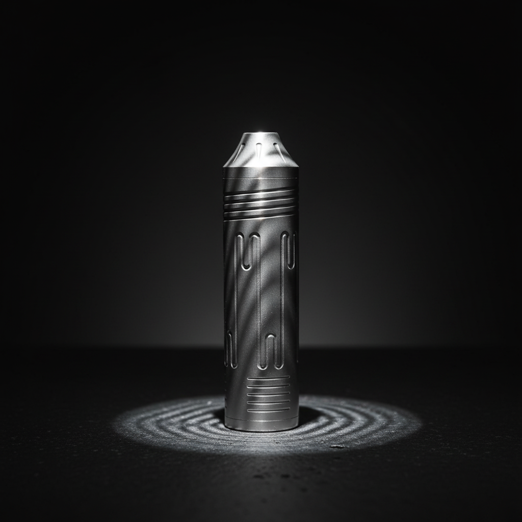 Machined Titanium Keychain Canister · 55 mm — Silver