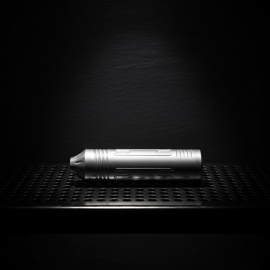 Machined Titanium Keychain Canister · 55 mm
